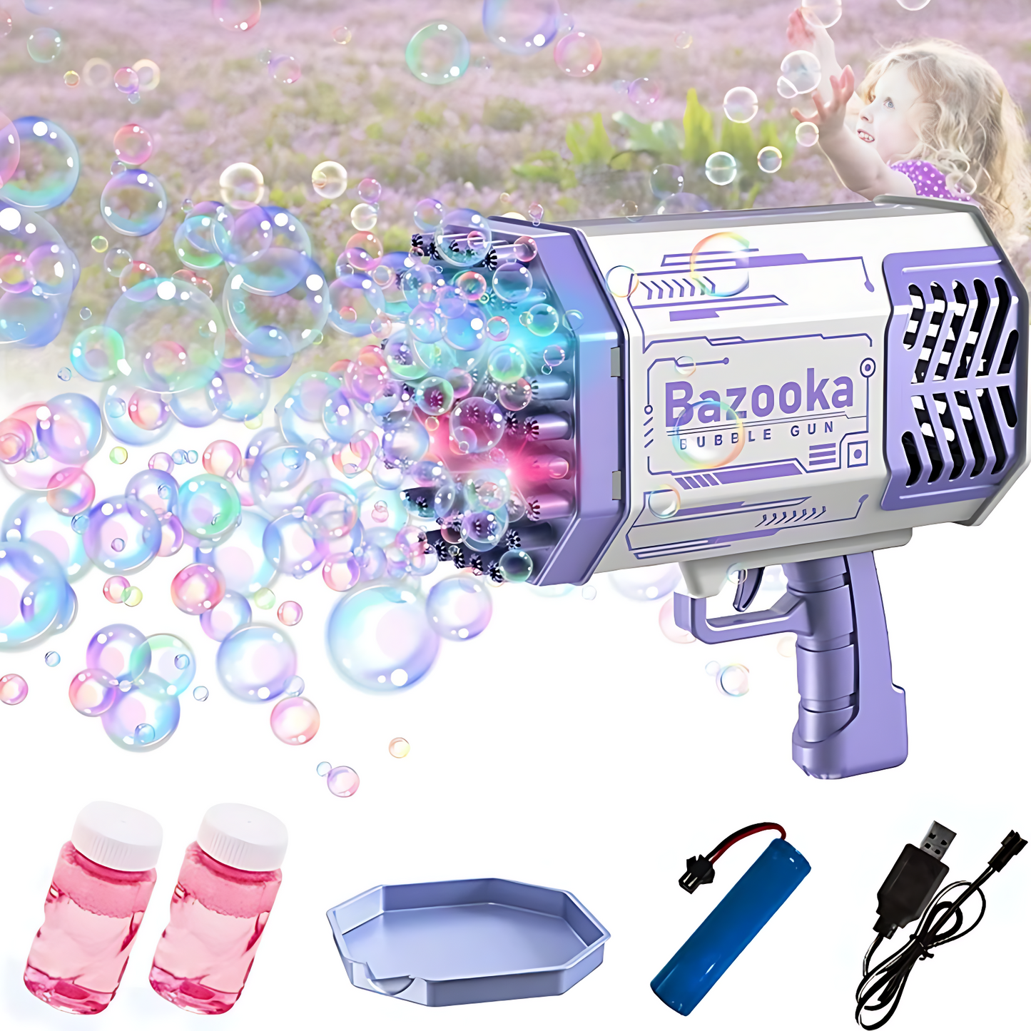 Bazooka Burbujas luces LED / 𝟔𝟗 𝐡𝐨𝐲𝐨𝐬